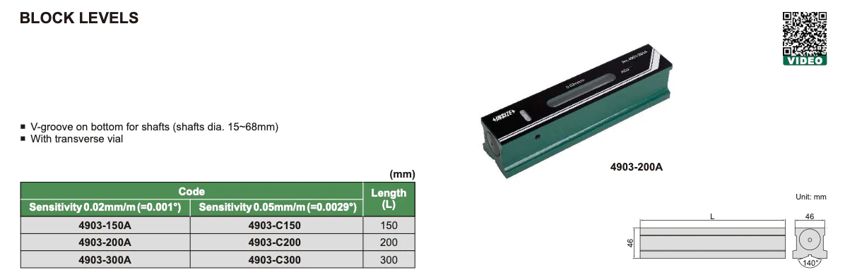 Thước thủy Nivo thanh 200mm INSIZE 4903-200A Chính hãng 6 Thước thủy Nivo thanh 200mm INSIZE 4903-200A Chính hãng 4
