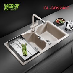 Chậu rửa bát đá 2 hố màu be Geler GL-GR 9248C
