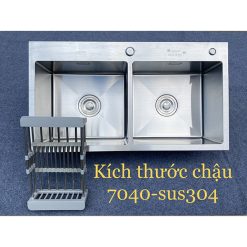 Chậu rửa bát 2 hố cân nhỏ Inox SUS304 Kagol 7040C