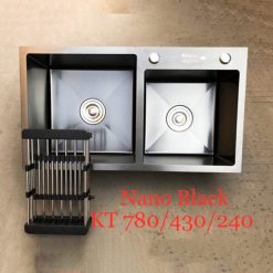 Chậu rửa bát 2 hố lệch Nano Black màu đen Kagol 7843BL