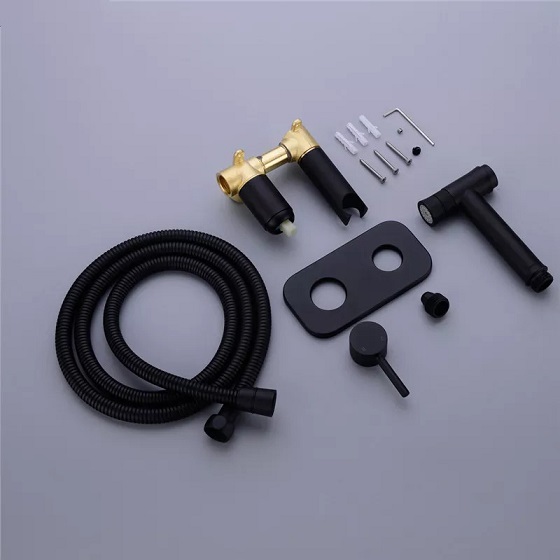 miken20f-7503b-3 Vòi xịt vệ sinh nóng lạnh âm tường màu đen Miken F-7503B Chính Hãng 5