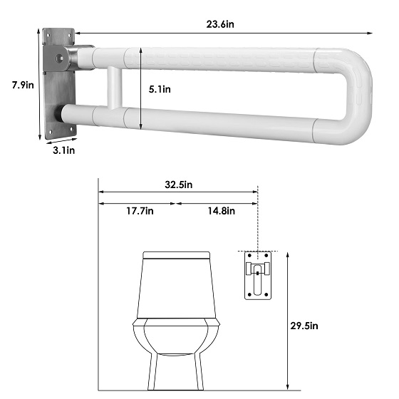 Thanh vịn phòng tắm Miken MK-G601080W (Đặt hàng 7-15 ngày) Chính Hãng 4