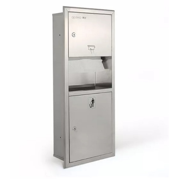 miken20mkg-728e-1 Hộp giấy kèm thùng rác âm tường Inox 304 Miken MKG-728E Chính Hãng 1