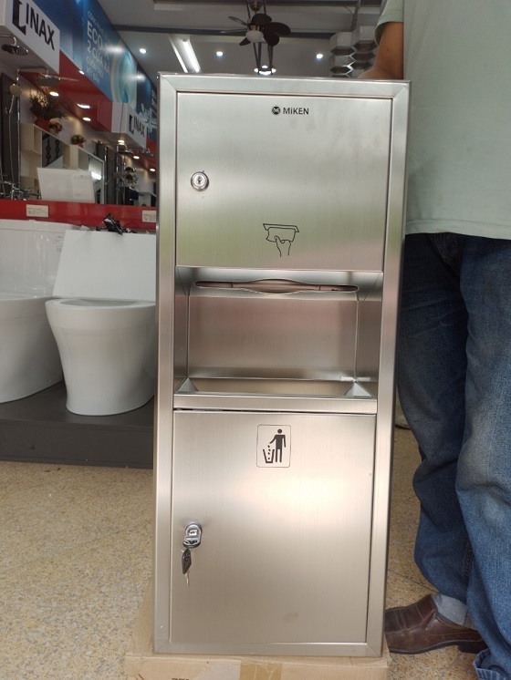 miken20mkg-728e-3-1 Hộp giấy kèm thùng rác âm tường Inox 304 Miken MKG-728E Chính Hãng 11