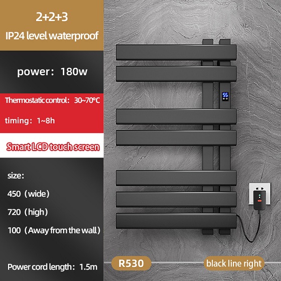 miken20r530b-2 Giàn sấy khăn tắm khăn mặt màu đen Miken R530B (7 thanh sấy) Chính Hãng 2