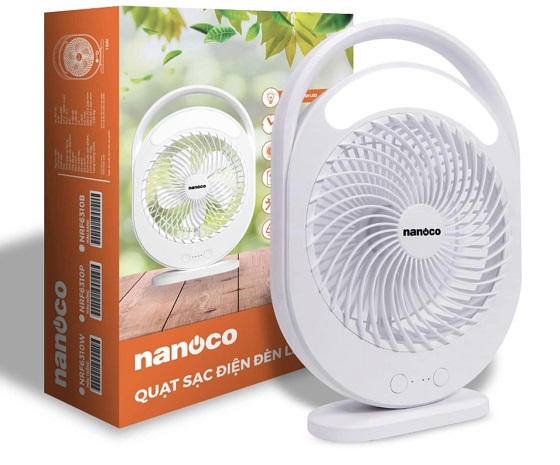 Quạt sạc điện đèn LED Nanoco NRF6310W màu trắng Chính Hãng 2