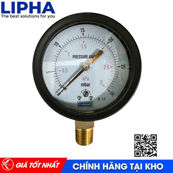 Đồng hồ áp suất Yamaki 3kPa 0-30mbar D63mm chân ren 1/4 Chính Hãng phân phối Đồng hồ áp suất Yamaki 3kPa 0-30mbar D63mm chân ren 1/4 Chính Hãng phân phối