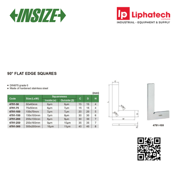 Thước đo góc vuông 300x200mm Insize 4791-300 8 Thước đo góc vuông 300x200mm Insize 4791-300