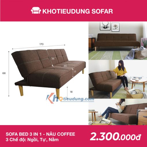 Sofa Giường Square Vải bố - Màu Cafe 1