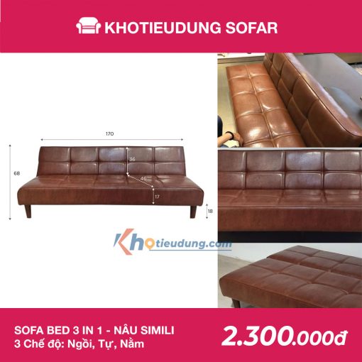Sofa Giường Square Vải bố - PVC Da bò cao cấp 1
