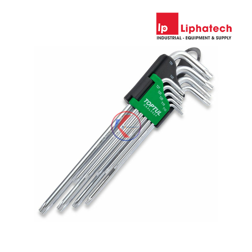 Bộ chìa lục giác đầu sao Toptul GAAL0924 9 món dài (đầu hoa thị) 2 Bộ chìa lục giác đầu sao Toptul GAAL0924