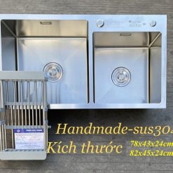 Chậu rửa bát 2 hố lệch Inox SUS304 Kagol 7843L-2