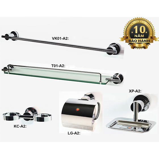 Bộ Phụ Kiện phòng tắm inox 304 5 món ARCHI A02 Chính Hãng 1 Bộ Phụ Kiện phòng tắm inox 304 5 món ARCHI A02