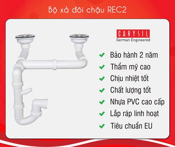 carysil20rec2-xi-phong Chậu rửa bát đá nhân tạo Carysil REC2 màu trắng Chính Hãng 2