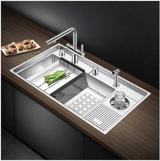 Chậu rửa bát 2 hố có khay rửa cốc Geler GL 8448 (840x480x220mm) Chính Hãng 1 Chậu rửa bát Geler GL 8448