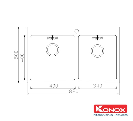 chau-rua-bat-topmount-sink-unico-8250-bv Chậu rửa bát Konox Topmount Sink Unico 8250 (820*500*215mm) Chính Hãng 1