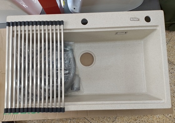 geler20gl-gr208048c Chậu rửa bát đá 1 hố màu be Geler GL-GR 8048C (800x480x205mm) Chính Hãng 3