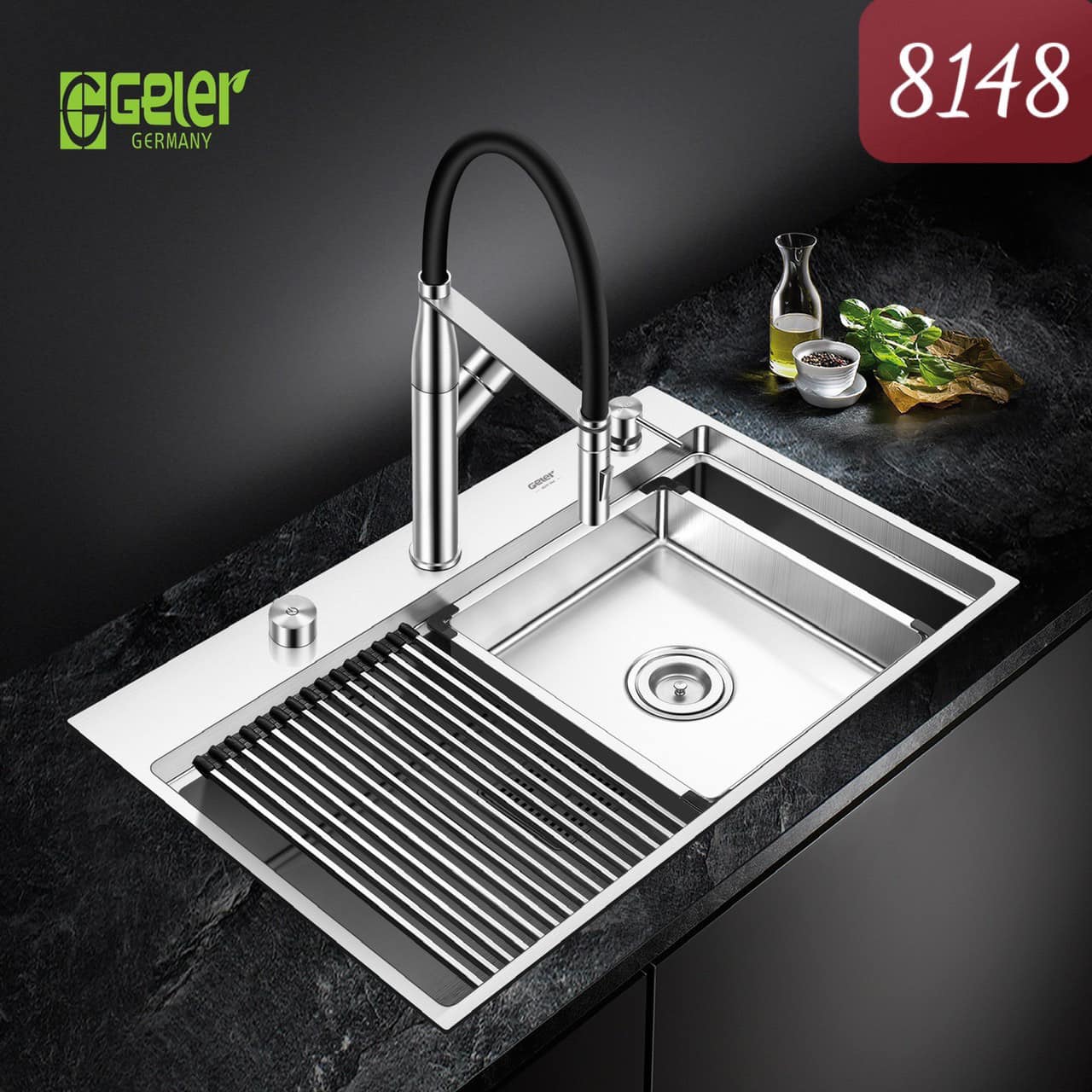 Chậu rửa bát 1 hố Geler GL 8148 (810x480x220mm) Chính Hãng 1 Chậu rửa bát Geler GL 8148