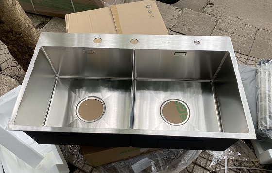 geler20gl20eco-8447-1 Chậu rửa bát 2 hố cân Geler GL Eco-8447 Chính Hãng 1