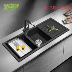Chậu rửa bát đá 2 hố màu đen Geler GL-GR 11550B