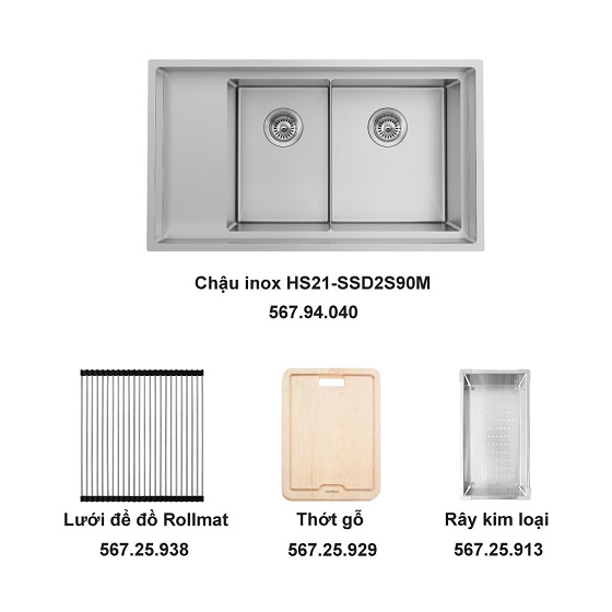 hafele20hs21-ssn2s90m20567-94-030-1 Chậu rửa chén bát 2 hố 1 bàn Hafele HS21-SSN2S90M (567.94.030) Chính Hãng 1