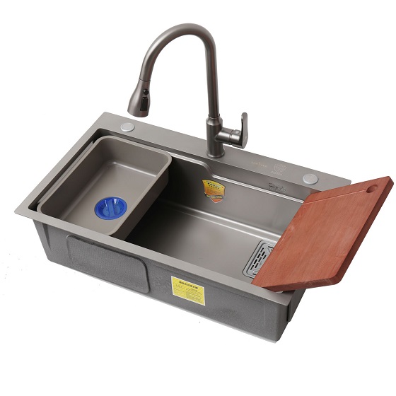 homaya20hm-7846gr-1 Chậu rửa bát 1 hố màu Nano màu ghi xám Homaya HM-7846GR (78x46cm) Chính Hãng 1