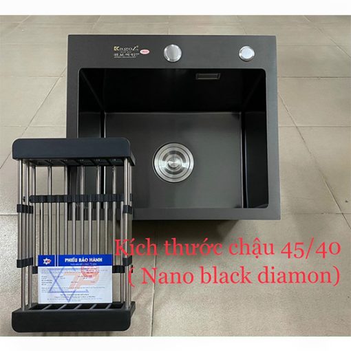 Chậu rửa bát 1 hố màu đen Nano Black Kagol 4540