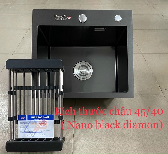 Chậu rửa bát 1 hố màu đen Nano Black Kagol 4540 (450x400mm) Chính Hãng 1