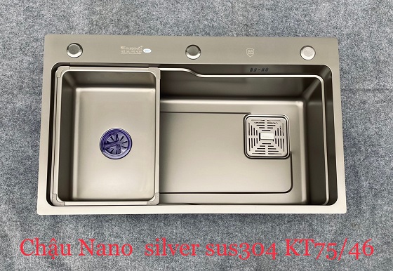kagol207546 Chậu rửa bát 1 hố màu Nano Silver Kagol 7546 (75x46cm) Chính Hãng 1
