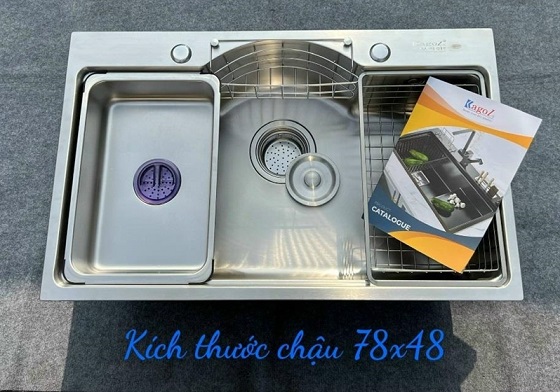 kagol20kg207848 Chậu rửa bát 1 hố Inox SUS 304 Kagol KG 7848 (78x48cm) Chính Hãng 1