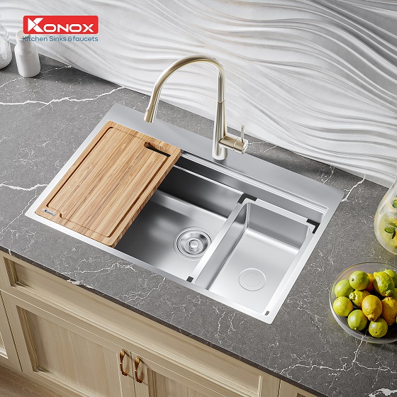 kn7650ts-2 Chậu rửa bát KONOX Workstation Sink-Topmount Sink KN7650TS (762*500*220mm) Chính Hãng 3