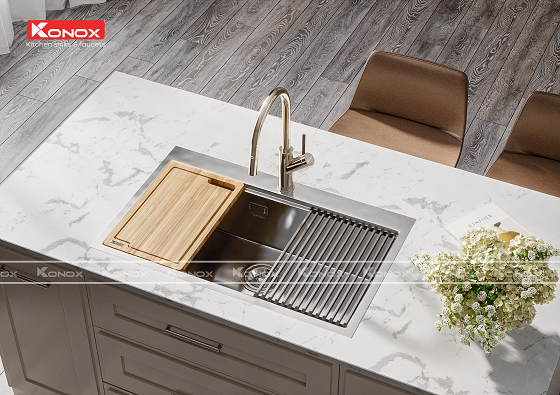 kn8050ts-2 Chậu rửa bát 1 hố KONOX Topmount sink KN8050TS (800*500*220mm) Chính Hãng 2