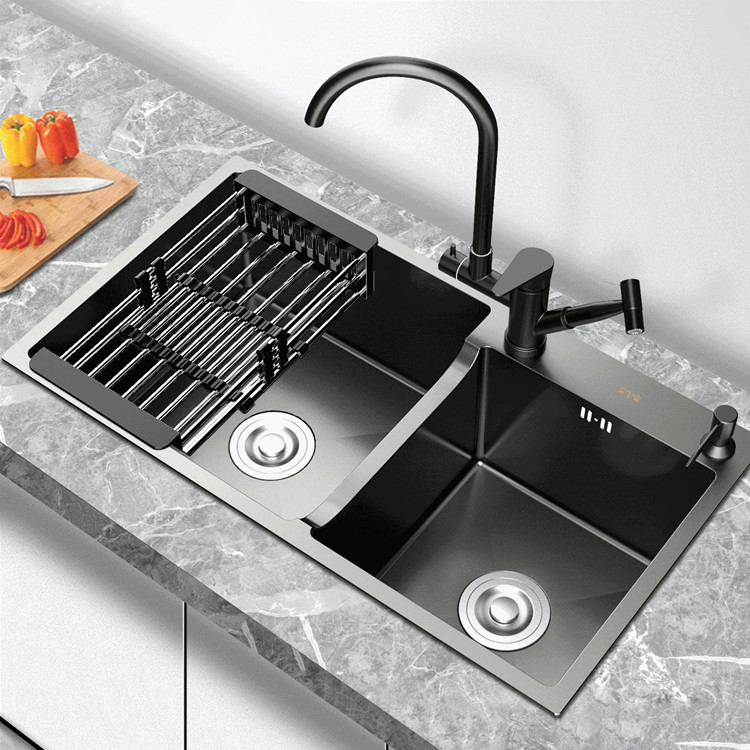 Chậu Rửa Bát Handmade Inox 304 Phủ Nano Màu Đen Miken Mkrb-8245Nl (82X45X23Cm) Chính Hãng 1 Chậu rửa bát Handmade Inox 304 phủ nano Miken MKRB-8845NC