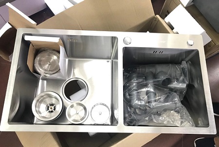 miken20mcrb-7045-1-1-2 Chậu rửa bát Handmade Inox 304 Miken MKRB-8545L (85x45x25cm) Chính Hãng 1