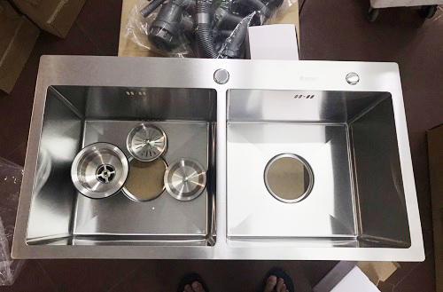 mkrb-8045-3-1-1 Chậu rửa bát Handmade Inox 304 Miken MKRB-8845C (88x45x25cm) Chính Hãng 2