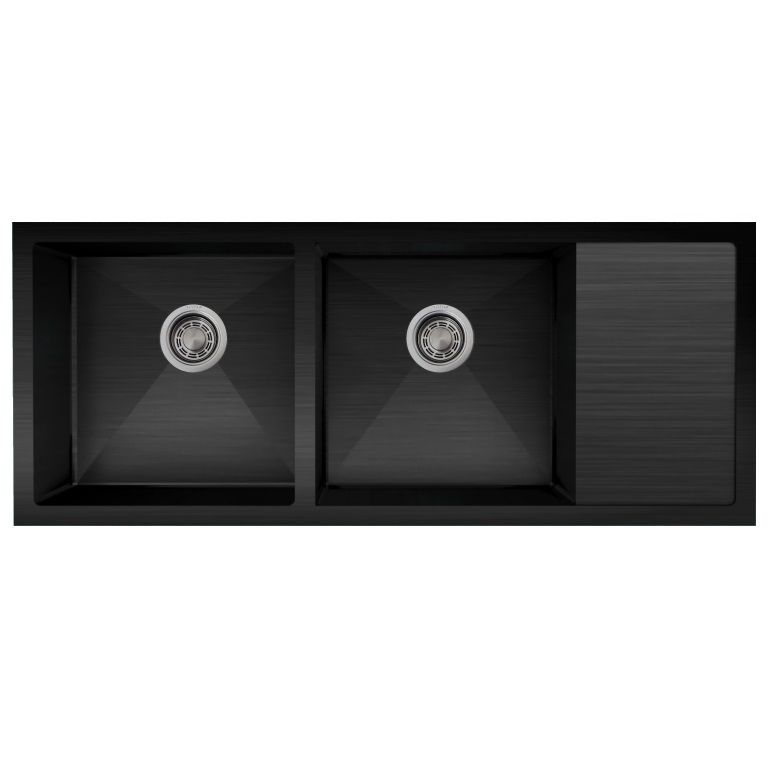 Chậu rửa bát 2 hố cân có bàn Inox304 màu đen Carysil Pona PNI2-1145 (110x45cm) Chính Hãng 1 Chậu rửa bát 2 hố Inox304 màu đen Pona PNI2-1145