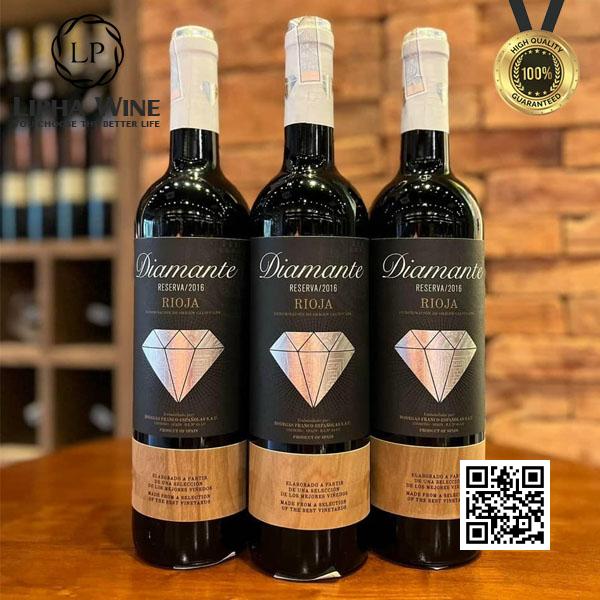 Rượu vang đỏ Tây Ban Nha DIAMANTE GRAN RESERVA RIOJA 2016 (Nhãn đen - Gỗ)