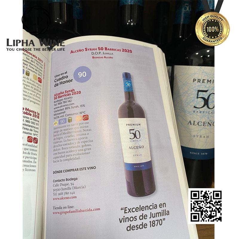 Rượu vang đỏ Tây Ban Nha ALCENO PREMIUM 50 BARRICAS SYRAH
